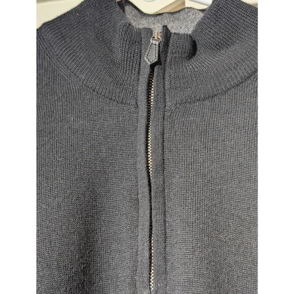 Black Brown Made in Italy 100% Extra Fine Merino Wool Quarter Zip Sweater Mens L - Picture 5 of 10